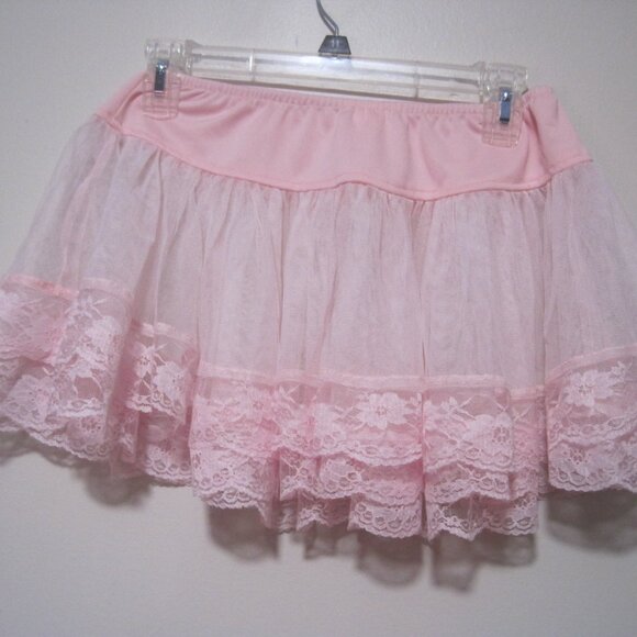 Cinema Secrets Women's Pink Transparent Elastic Waistband Polyester Floral Skirt - Picture 4 of 6